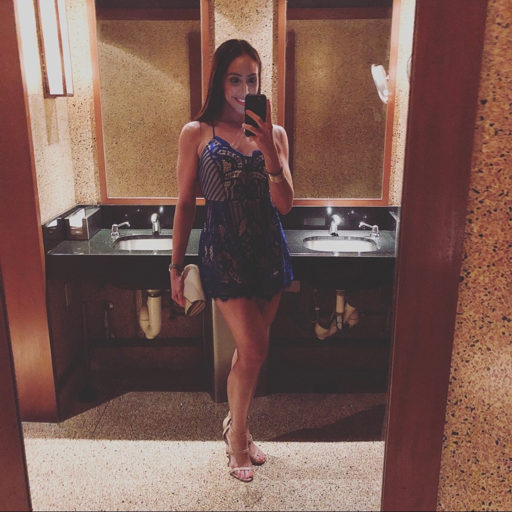 Blue lace romper